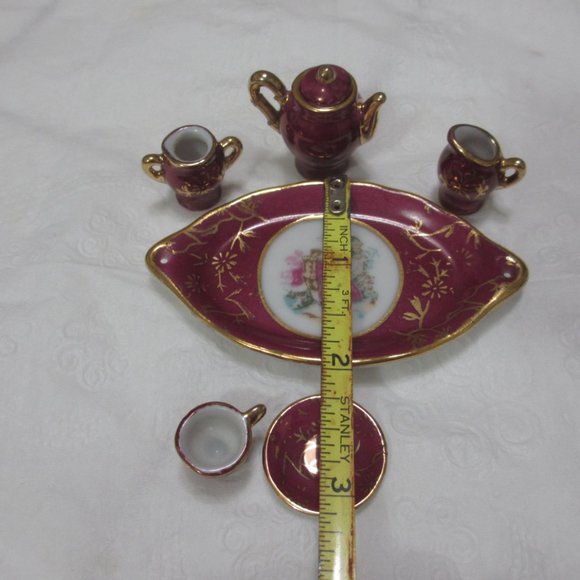 Small ceramic doll's tea coffee set 7 pc. Vintage - Picture 5 of 13